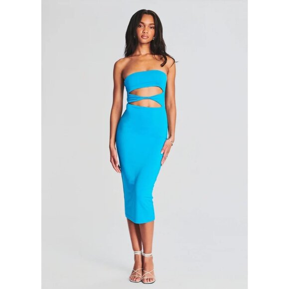 SER.O.YA Bristol Midi Dress in Turquoise X-Small New Womens Cut out Stretchy - Picture 12 of 14
